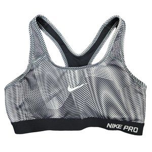Nike Pro Women's Sports Bra Dri-Fit Racerback Athletic Wireless Stripe Medium